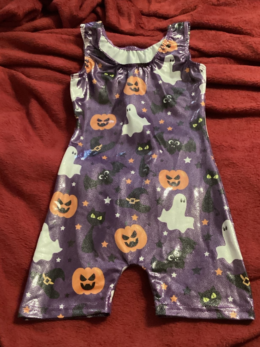 Purple Halloween Ghost & Pumpkin Kids Costume Leotard